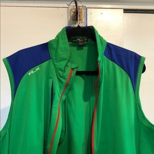 Ralph Lauren Green Vest with Blue Shoulders and Red Trim